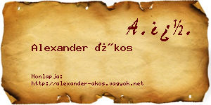 Alexander Ákos névjegykártya